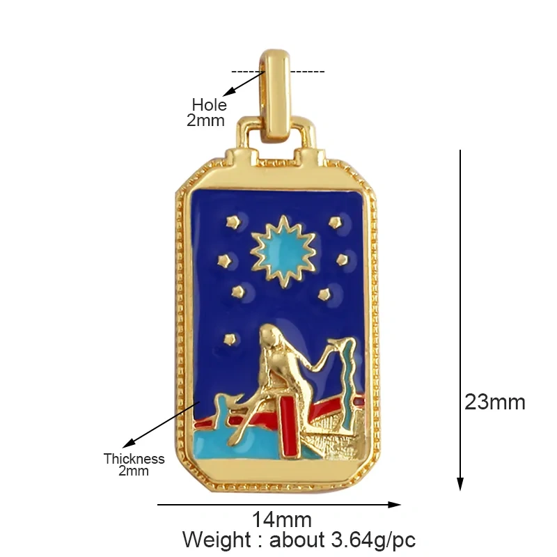 Enamel Tarot Cards Sun Star Moon Evil Eye Heart Hand Charm Pendant,18K Gold Plated Bracelets Necklaces Jewelry Accessories M80