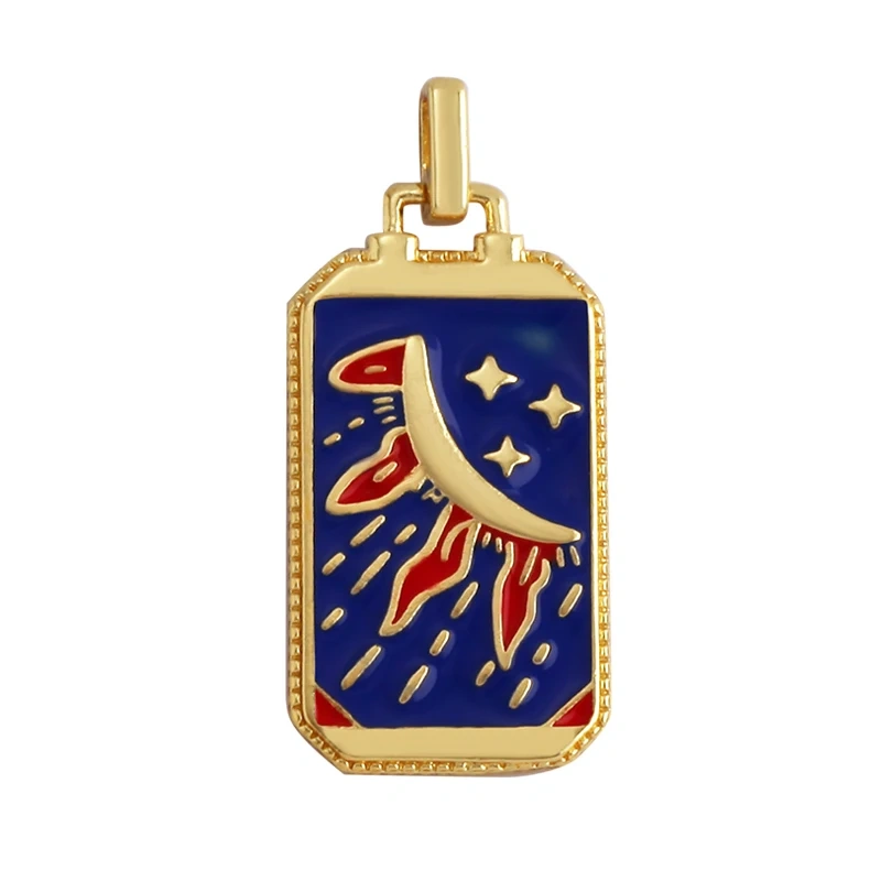 Enamel Tarot Cards Sun Star Moon Evil Eye Heart Hand Charm Pendant,18K Gold Plated Bracelets Necklaces Jewelry Accessories M80