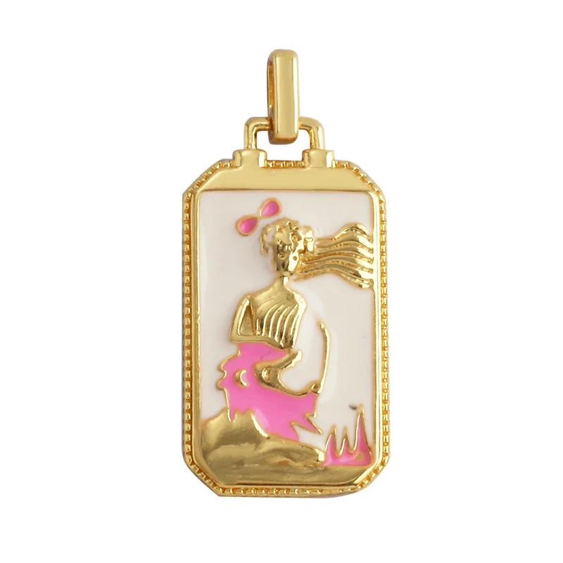 Enamel Tarot Cards Sun Star Moon Evil Eye Heart Hand Charm Pendant,18K Gold Plated Bracelets Necklaces Jewelry Accessories M80
