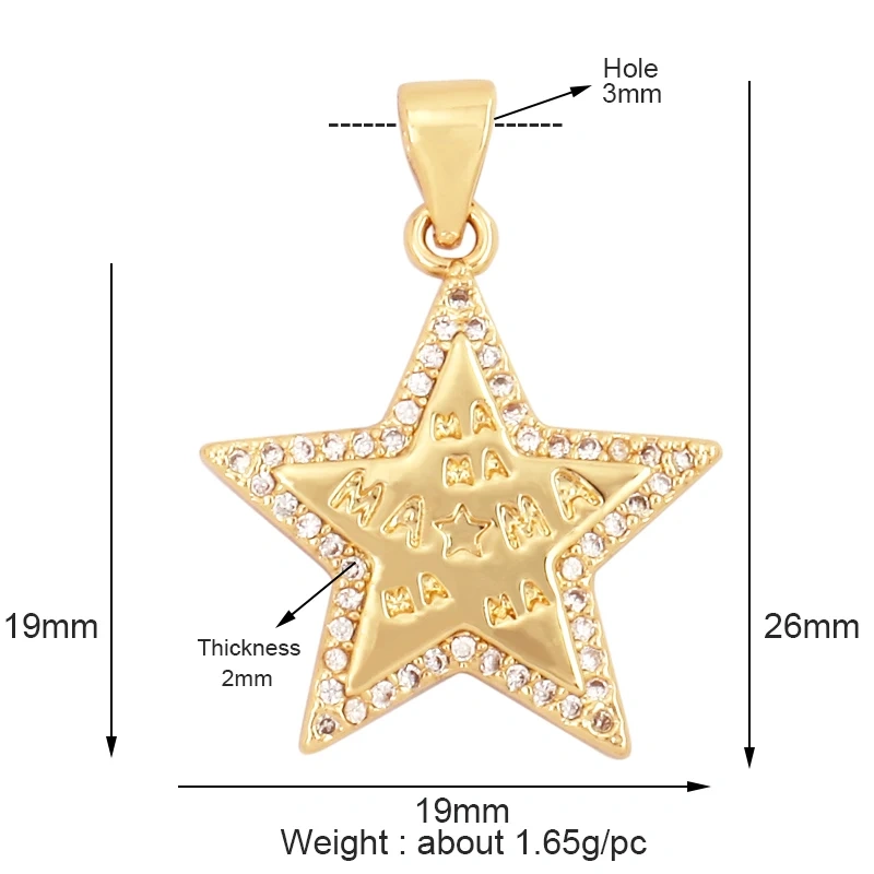 New Vintage Victorian Love Heart Zircon Charm Pendant,Creative Butterfly Pentacle 18K Gold Plated Jewelry Necklace Supplies L25