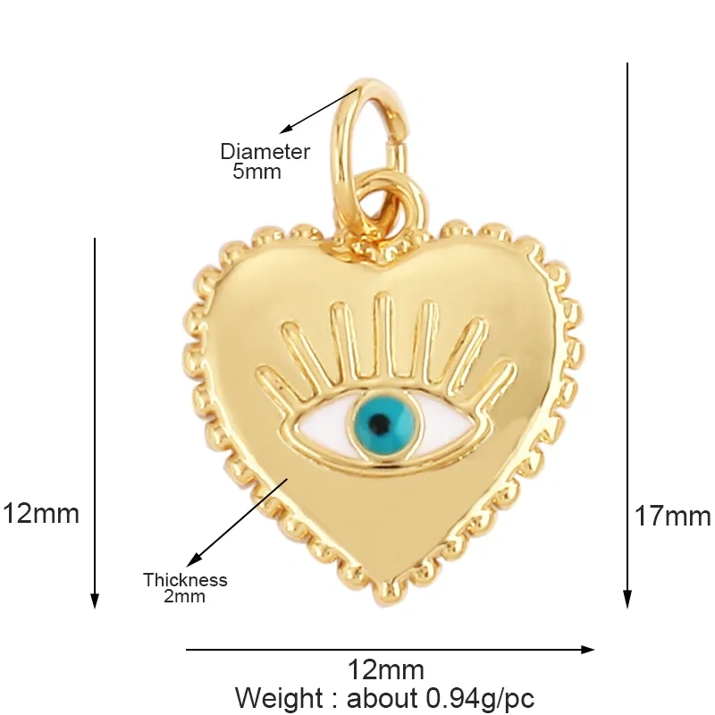 Evil Eye Charm Pendant With Turquoise Stone for Necklace,Trendy 18K Gold Plated Zircon Bracelet Jewelry Accessories Supplies M78