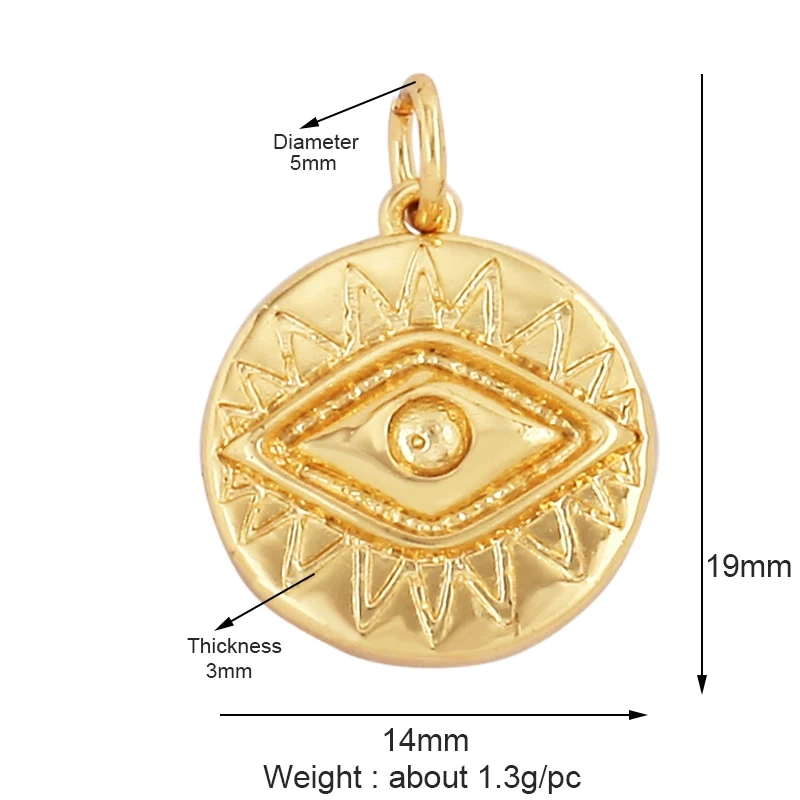 Evil Eye Charm Pendant With Turquoise Stone for Necklace,Trendy 18K Gold Plated Zircon Bracelet Jewelry Accessories Supplies M78