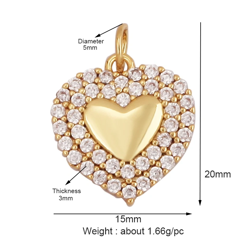 New Vintage Victorian Love Heart Zircon Charm Pendant,Creative Butterfly Pentacle 18K Gold Plated Jewelry Necklace Supplies L25