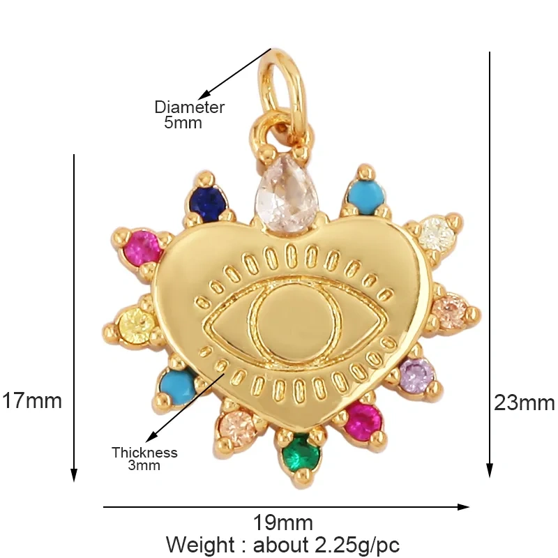 Evil Eye Charm Pendant With Turquoise Stone for Necklace,Trendy 18K Gold Plated Zircon Bracelet Jewelry Accessories Supplies M78