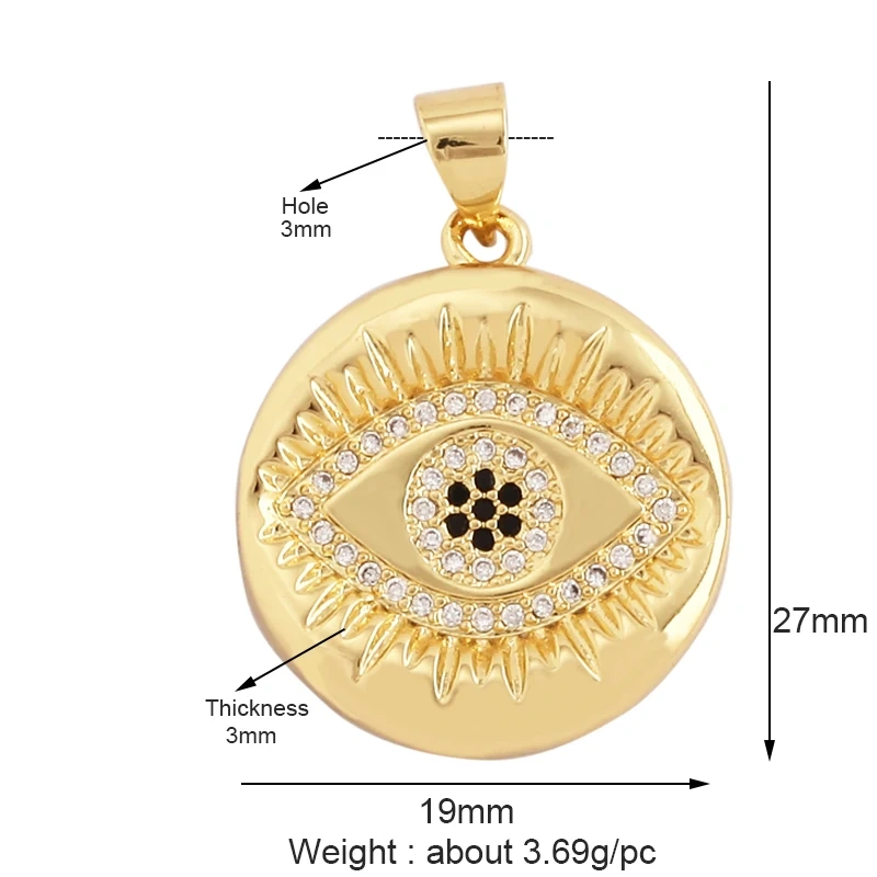 Evil Eye Charm Pendant With Turquoise Stone for Necklace,Trendy 18K Gold Plated Zircon Bracelet Jewelry Accessories Supplies M78