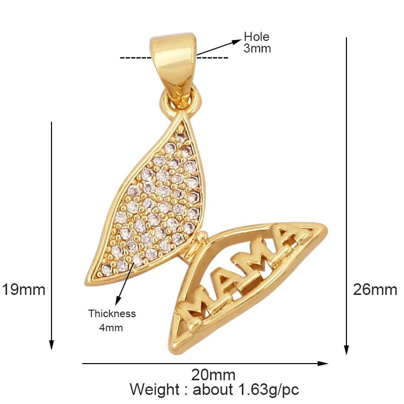 New Vintage Victorian Love Heart Zircon Charm Pendant,Creative Butterfly Pentacle 18K Gold Plated Jewelry Necklace Supplies L25