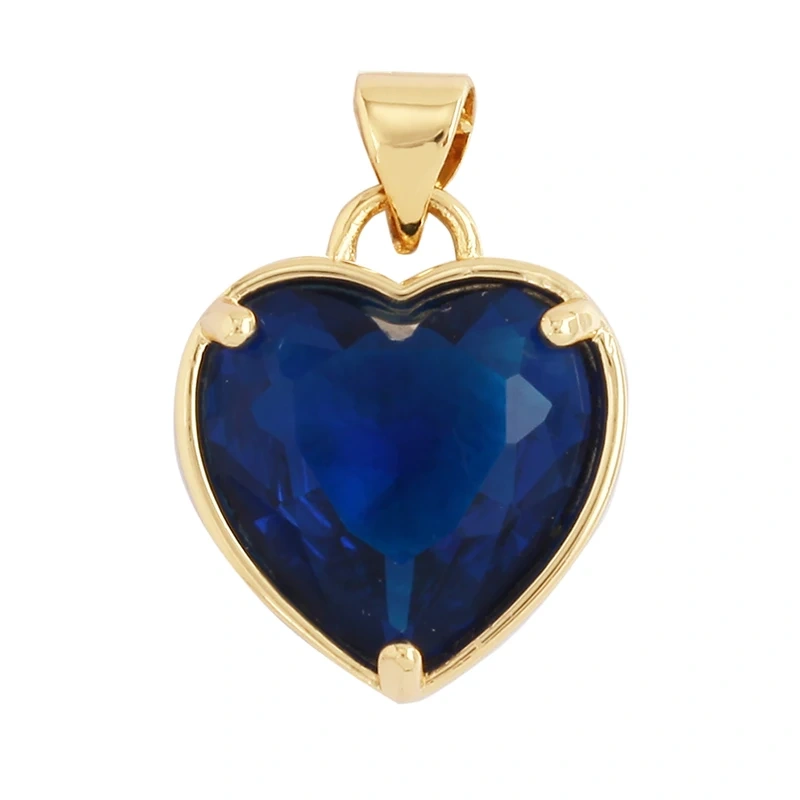 Trendy Crystal Heart Shape Charm Pendant,Colorful Zircon 18K Gold Plated Necklace Bracelet for Handmade Jewelry Accessories M78