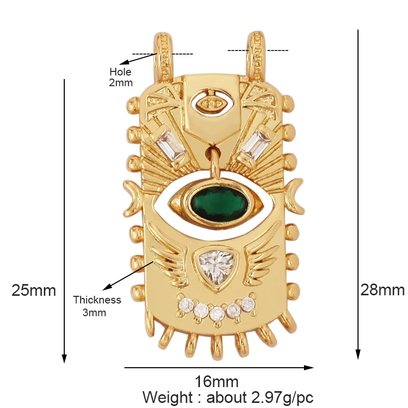 Evil Eye Charm Pendant With Turquoise Stone for Necklace,Trendy 18K Gold Plated Zircon Bracelet Jewelry Accessories Supplies M78