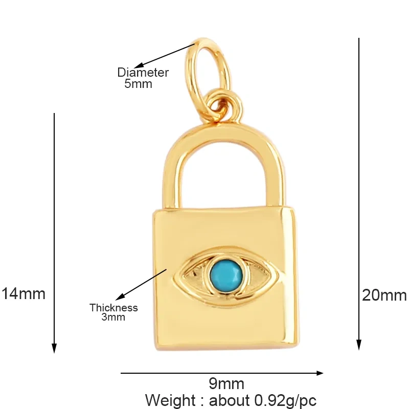 Evil Eye Charm Pendant With Turquoise Stone for Necklace,Trendy 18K Gold Plated Zircon Bracelet Jewelry Accessories Supplies M78