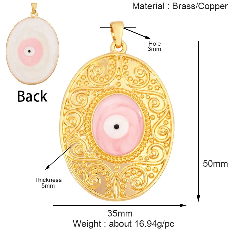 Trendy Colorful Evil Eye Charm Pendant Stone for Necklace,18K Gold Plated Zircon Bracelet Jewelry Accessories Supplies K60