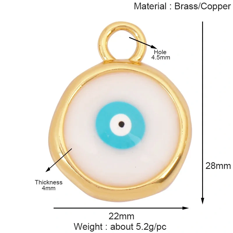 Trendy Colorful Evil Eye Charm Pendant Stone for Necklace,18K Gold Plated Zircon Bracelet Jewelry Accessories Supplies K60
