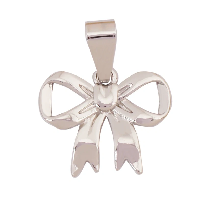 Trendy Bowknot Cubic Zirconia Charm Pendant,18K Gold Plated Necklace Bracelet DIY Handmade Jewelry Making Accessories Supply K61