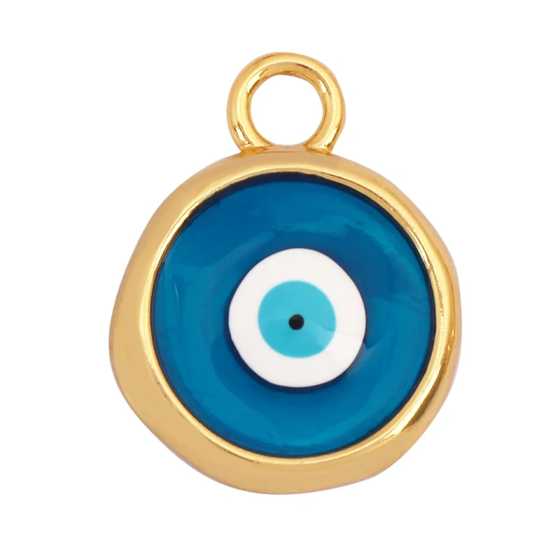 Trendy Colorful Evil Eye Charm Pendant Stone for Necklace,18K Gold Plated Zircon Bracelet Jewelry Accessories Supplies K60
