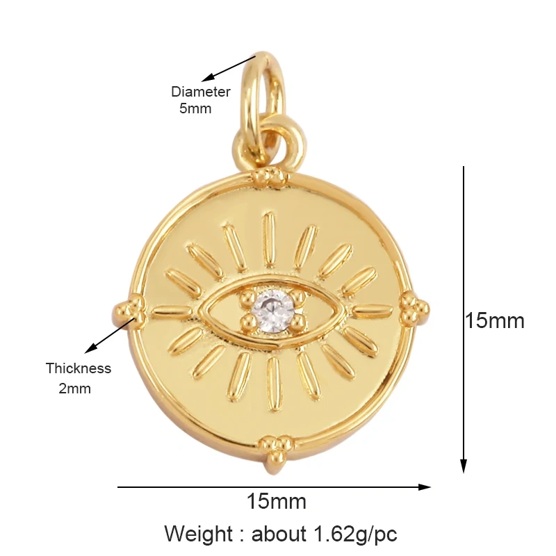 Trendy Amulet Turkish Lucky Evil Eye Charm Pendant,18K Gold Zirconia CZ Paved,Jewelry Necklace Bracelet Accessories Supplies L55