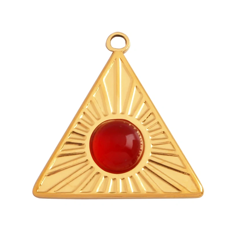 316 Stainless Steel Vaccum Plating Sun Fan Triangle Gem Stone Geometry Charm Pendant,DIY Bracelet Necklace Components Supply L72