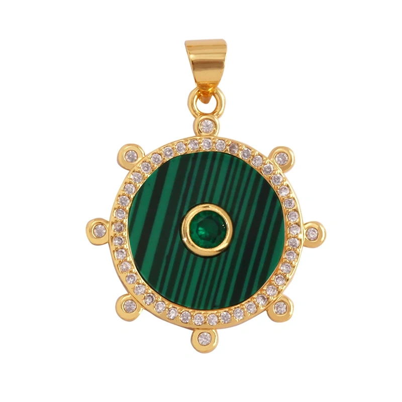 Trendy Round Heart Shape Natural Mother of Pearl Shell Agate Malachite Charm Pendant,Jewelry For Necklace Accessories Supply L55
