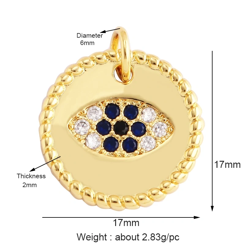 Trendy Amulet Turkish Lucky Evil Eye Charm Pendant,18K Gold Zirconia CZ Paved,Jewelry Necklace Bracelet Accessories Supplies L55