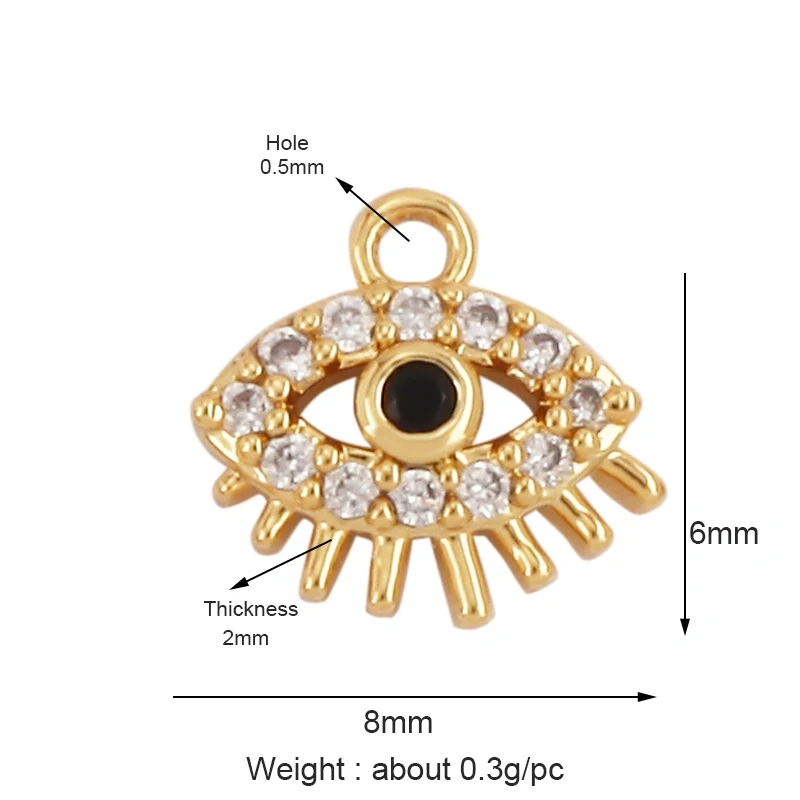 Trendy Amulet Turkish Lucky Evil Eye Charm Pendant,18K Gold Zirconia CZ Paved,Jewelry Necklace Bracelet Accessories Supplies L55