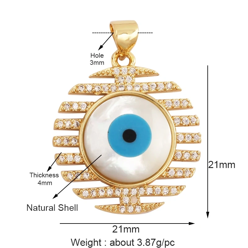Trendy Amulet Turkish Lucky Evil Eye Charm Pendant,18K Gold Zirconia CZ Paved,Jewelry Necklace Bracelet Accessories Supplies L55