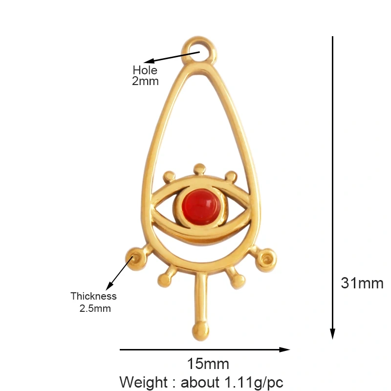 316 Stainless Steel Evil Luck Eye Gem Stone Charm Pendant,Bracelet Necklace Jewelry Components Accessories Supplies L72