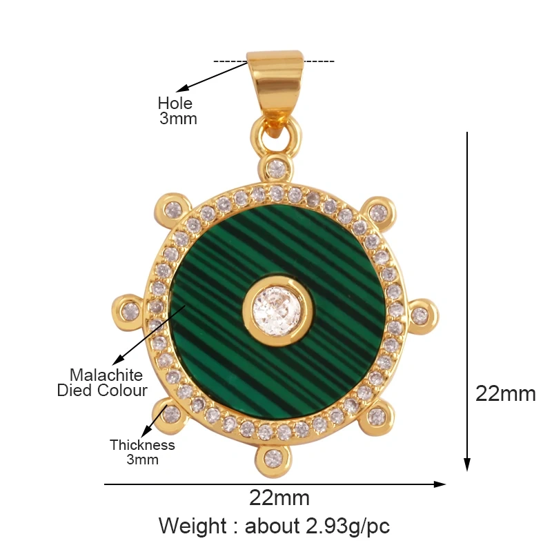 Trendy Round Heart Shape Natural Mother of Pearl Shell Agate Malachite Charm Pendant,Jewelry For Necklace Accessories Supply L55