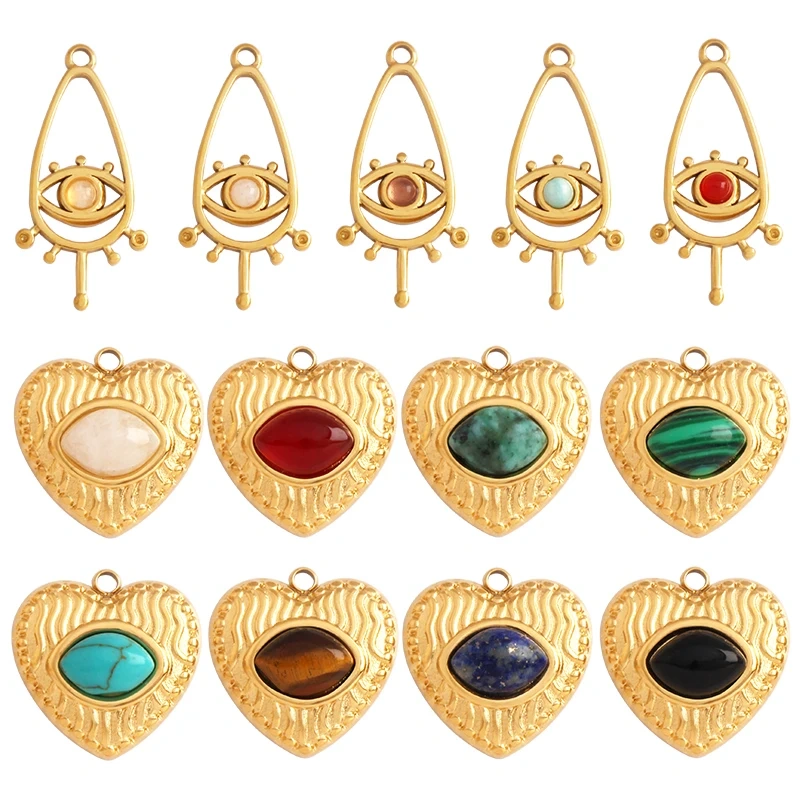 316 Stainless Steel Evil Luck Eye Gem Stone Charm Pendant,Bracelet Necklace Jewelry Components Accessories Supplies L72