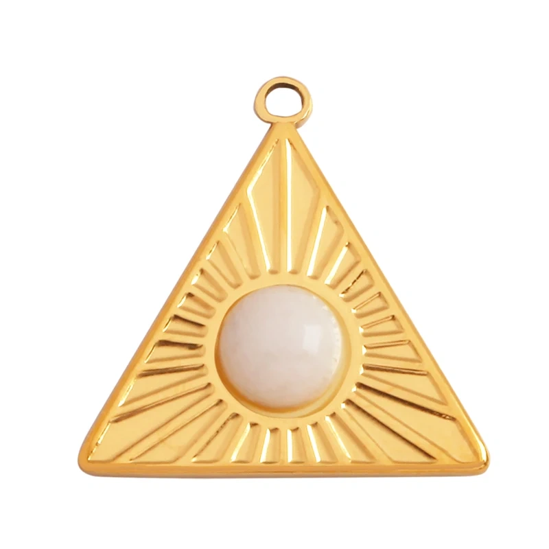 316 Stainless Steel Vaccum Plating Sun Fan Triangle Gem Stone Geometry Charm Pendant,DIY Bracelet Necklace Components Supply L72