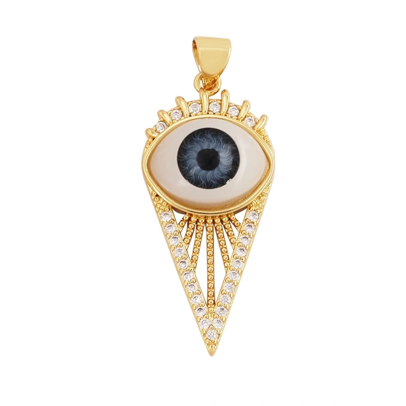 Trendy Amulet Turkish Lucky Evil Eye Charm Pendant,18K Gold Zirconia CZ Paved,Jewelry Necklace Bracelet Accessories Supplies L55