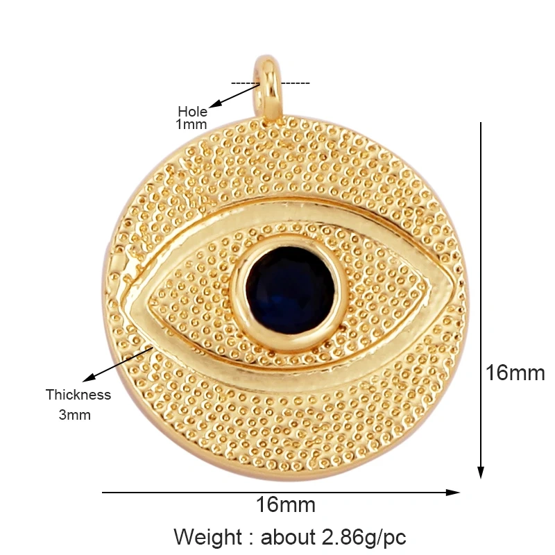 Trendy Amulet Turkish Lucky Evil Eye Charm Pendant,18K Gold Zirconia CZ Paved,Jewelry Necklace Bracelet Accessories Supplies L55