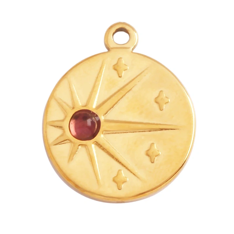 316 Stainless Steel Vaccum Plating Sun Fan Triangle Gem Stone Geometry Charm Pendant,DIY Bracelet Necklace Components Supply L72