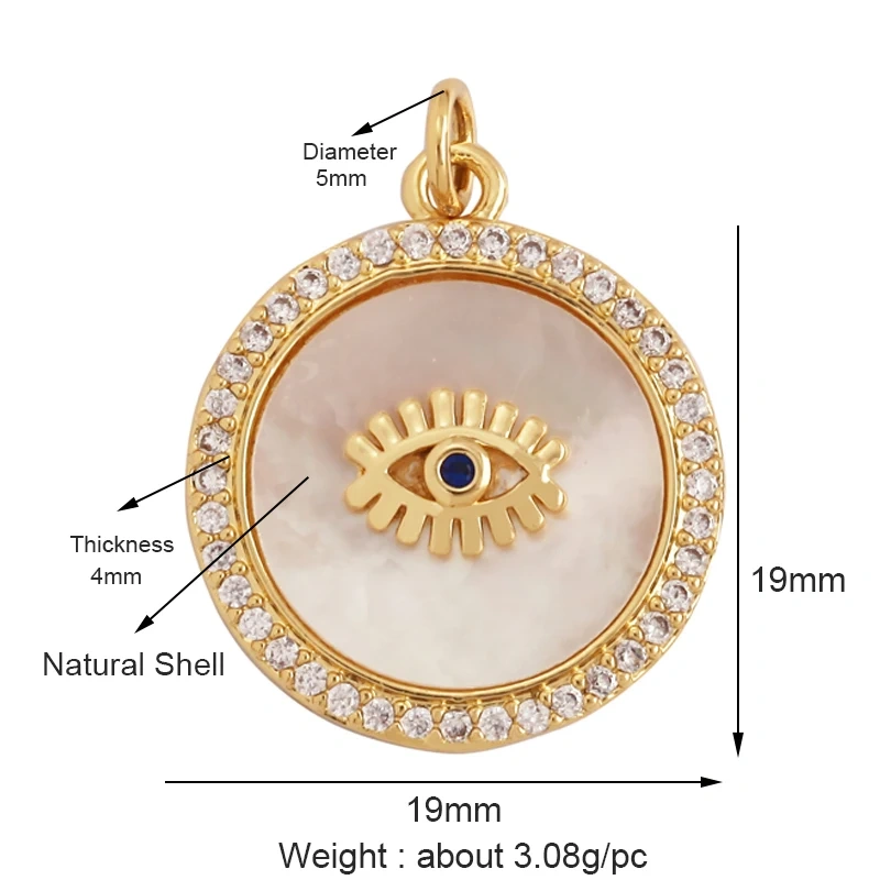 Trendy Amulet Turkish Lucky Evil Eye Charm Pendant,18K Gold Zirconia CZ Paved,Jewelry Necklace Bracelet Accessories Supplies L55