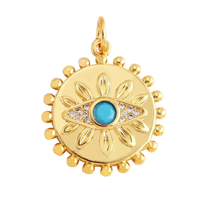 Trendy Amulet Turkish Lucky Evil Eye Charm Pendant,18K Gold Zirconia CZ Paved,Jewelry Necklace Bracelet Accessories Supplies L55