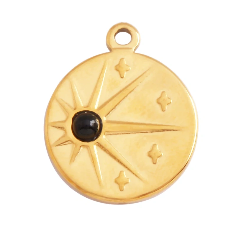 316 Stainless Steel Vaccum Plating Sun Fan Triangle Gem Stone Geometry Charm Pendant,DIY Bracelet Necklace Components Supply L72