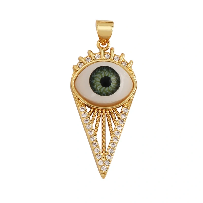 Trendy Amulet Turkish Lucky Evil Eye Charm Pendant,18K Gold Zirconia CZ Paved,Jewelry Necklace Bracelet Accessories Supplies L55