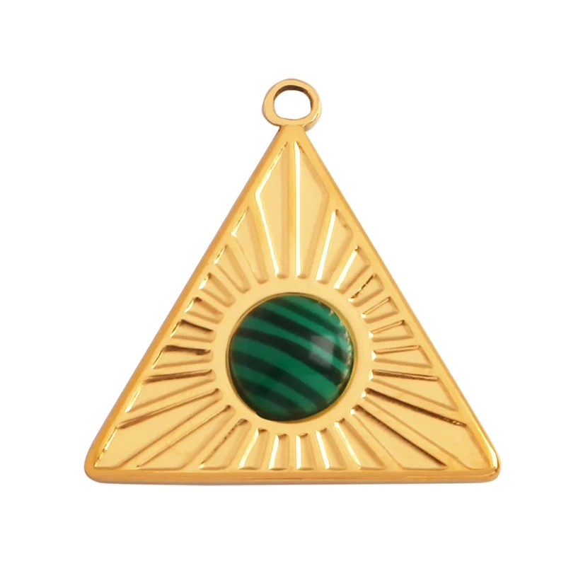 316 Stainless Steel Vaccum Plating Sun Fan Triangle Gem Stone Geometry Charm Pendant,DIY Bracelet Necklace Components Supply L72