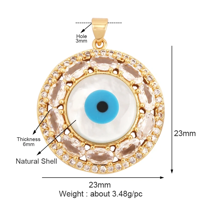 Trendy Amulet Turkish Lucky Evil Eye Charm Pendant,18K Gold Zirconia CZ Paved,Jewelry Necklace Bracelet Accessories Supplies L55