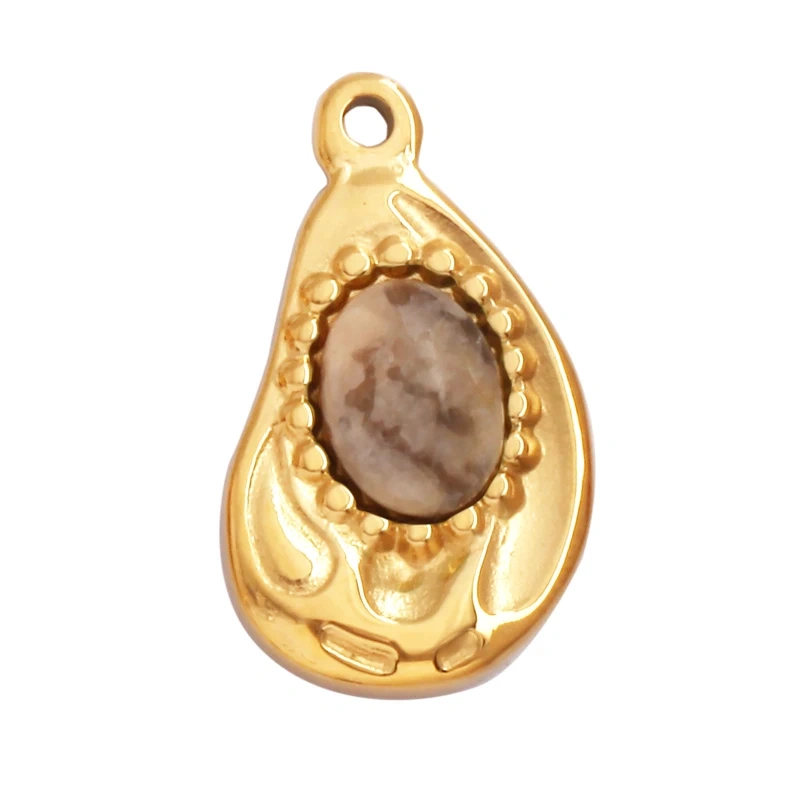 316 Stainless Steel Vaccum Plating Sun Fan Triangle Gem Stone Geometry Charm Pendant,DIY Bracelet Necklace Components Supply L72