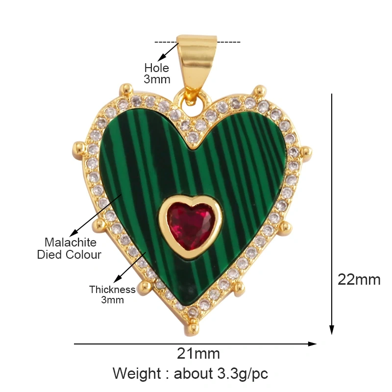 Trendy Round Heart Shape Natural Mother of Pearl Shell Agate Malachite Charm Pendant,Jewelry For Necklace Accessories Supply L55