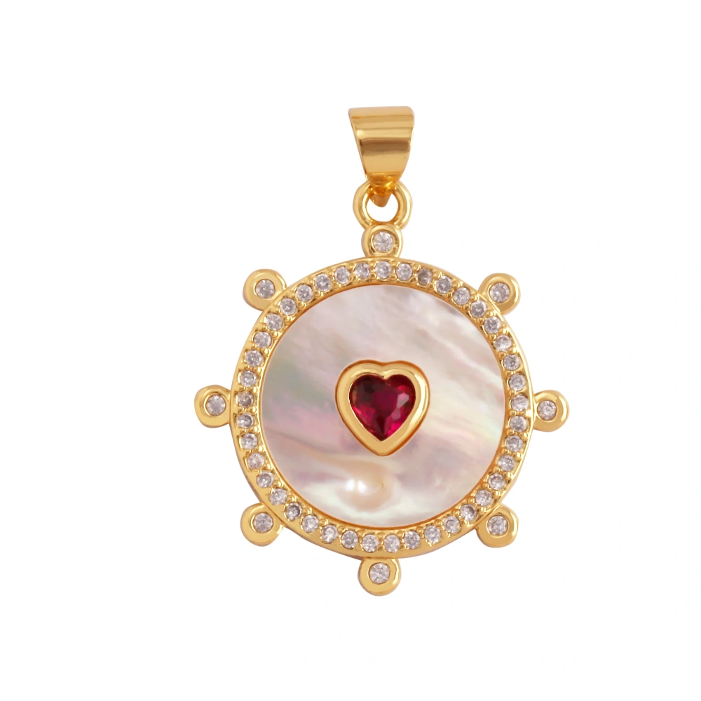 Trendy Round Heart Shape Natural Mother of Pearl Shell Agate Malachite Charm Pendant,Jewelry For Necklace Accessories Supply L55