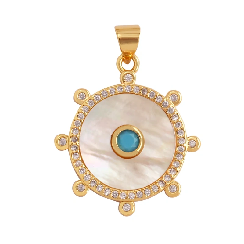 Trendy Round Heart Shape Natural Mother of Pearl Shell Agate Malachite Charm Pendant,Jewelry For Necklace Accessories Supply L55