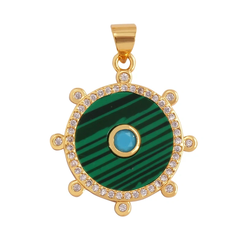 Trendy Round Heart Shape Natural Mother of Pearl Shell Agate Malachite Charm Pendant,Jewelry For Necklace Accessories Supply L55