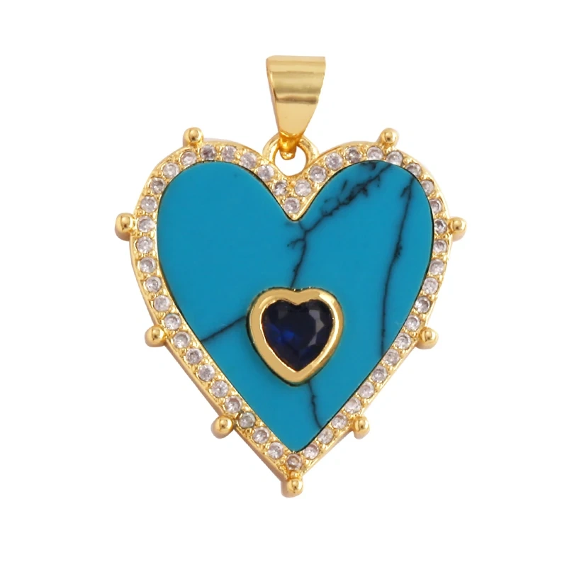 Trendy Round Heart Shape Natural Mother of Pearl Shell Agate Malachite Charm Pendant,Jewelry For Necklace Accessories Supply L55