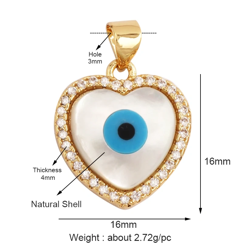 Trendy Amulet Turkish Lucky Evil Eye Charm Pendant,18K Gold Zirconia CZ Paved,Jewelry Necklace Bracelet Accessories Supplies L55