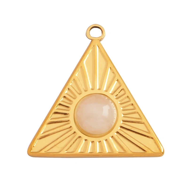 316 Stainless Steel Vaccum Plating Sun Fan Triangle Gem Stone Geometry Charm Pendant,DIY Bracelet Necklace Components Supply L72