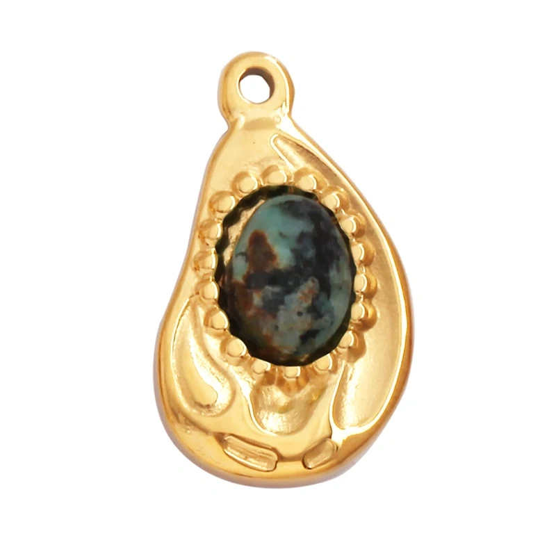 316 Stainless Steel Vaccum Plating Sun Fan Triangle Gem Stone Geometry Charm Pendant,DIY Bracelet Necklace Components Supply L72