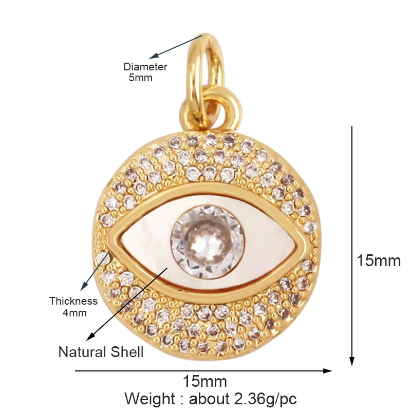 Trendy Amulet Turkish Lucky Evil Eye Charm Pendant,18K Gold Zirconia CZ Paved,Jewelry Necklace Bracelet Accessories Supplies L55