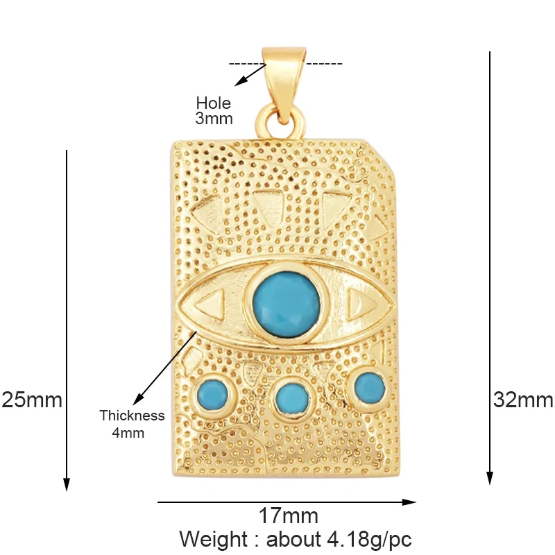 Trendy Amulet Turkish Lucky Evil Eye Charm Pendant,18K Gold Zirconia CZ Paved,Jewelry Necklace Bracelet Accessories Supplies L55