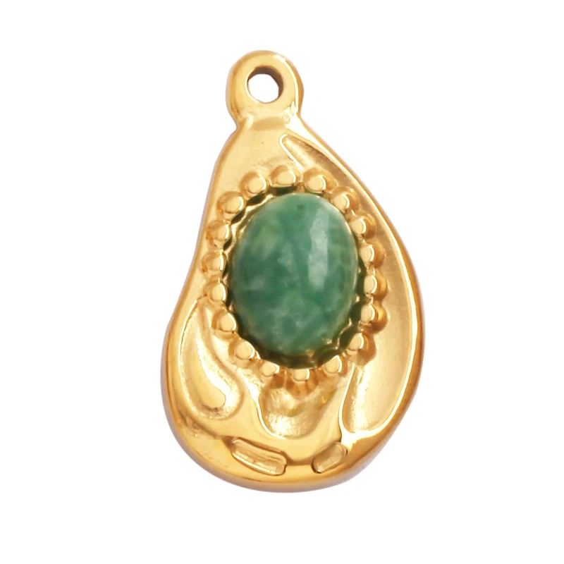 316 Stainless Steel Vaccum Plating Sun Fan Triangle Gem Stone Geometry Charm Pendant,DIY Bracelet Necklace Components Supply L72