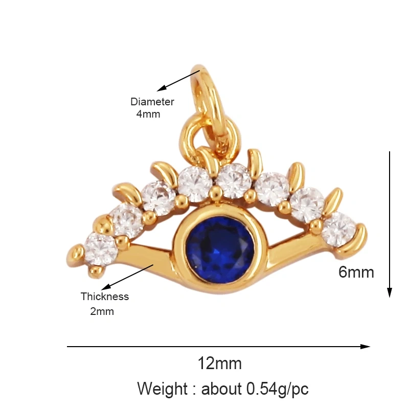 Trendy Amulet Turkish Lucky Evil Eye Charm Pendant,18K Gold Zirconia CZ Paved,Jewelry Necklace Bracelet Accessories Supplies L55