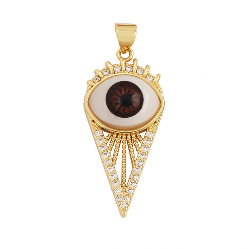 Trendy Amulet Turkish Lucky Evil Eye Charm Pendant,18K Gold Zirconia CZ Paved,Jewelry Necklace Bracelet Accessories Supplies L55